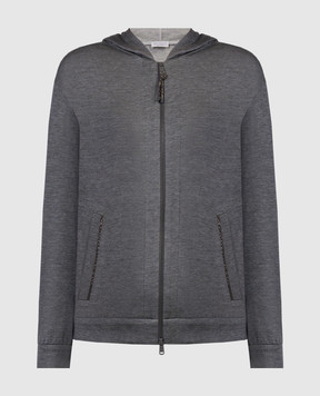 Brunello Cucinelli Gray sports jacket with silk and monil chain MD828SB806