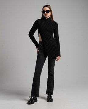 Gauchere Black top made of wool with slits M22327570451