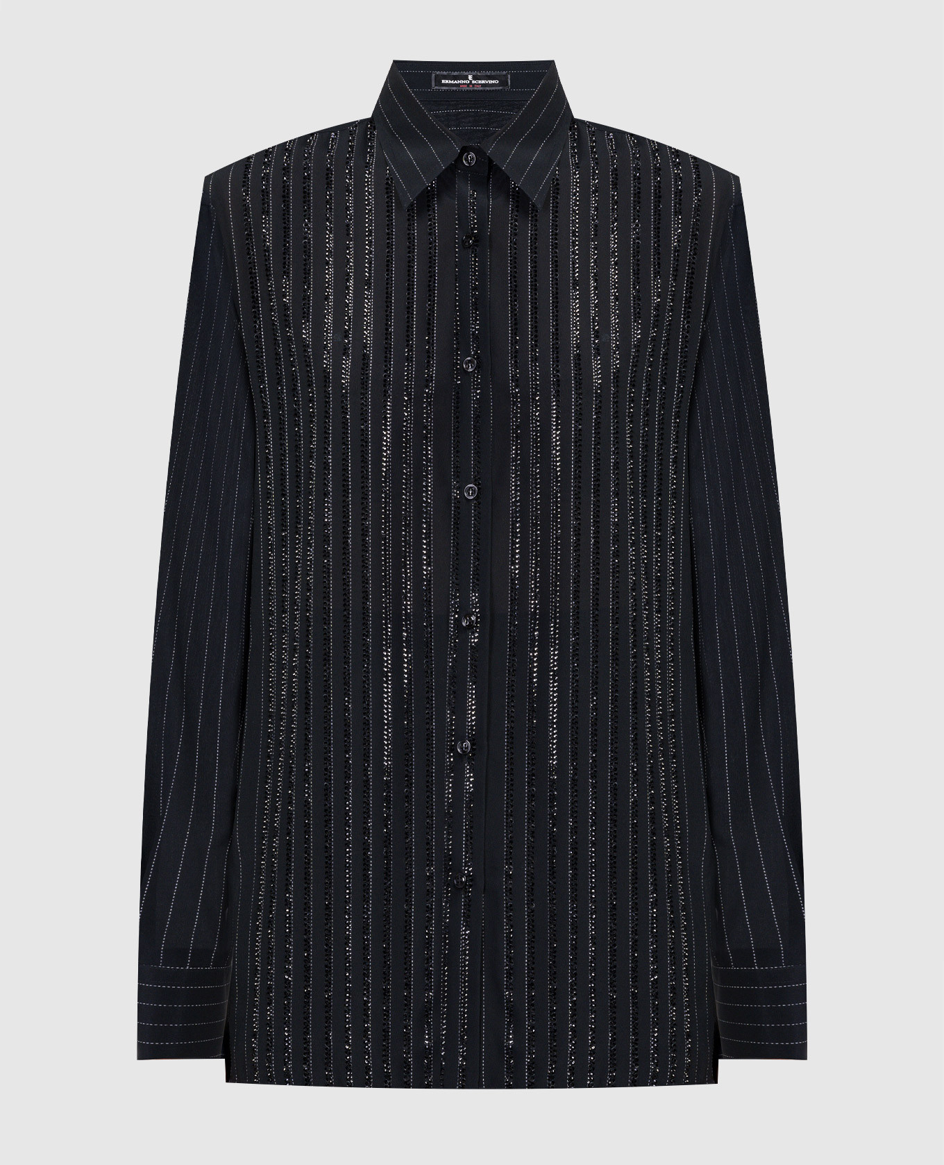 

Black blouse made of silk with a stripe with crystals Ermanno Scervino