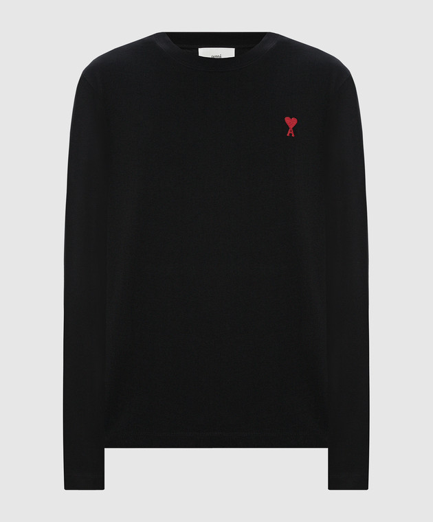 Ami Paris - Black longsleeve with logo embroidery UTS205726