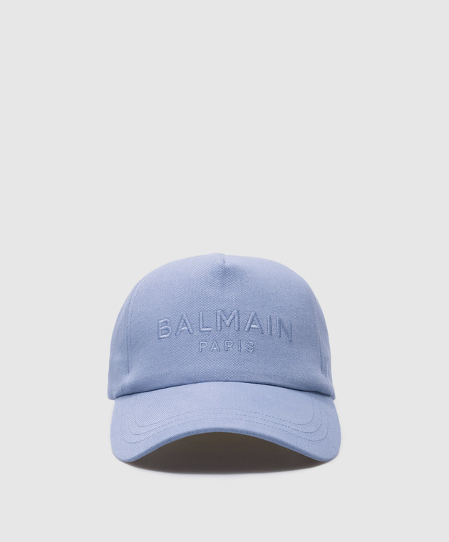 Emb Logo Hat - Balmain - Cotton - Blue Balmain Logo Embroidery Baseball Cap | italist main image 3