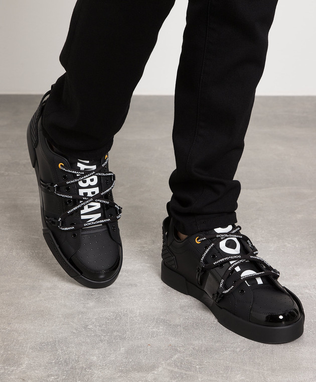 Dolce&Gabbana - Black Portofino sneakers with contrasting