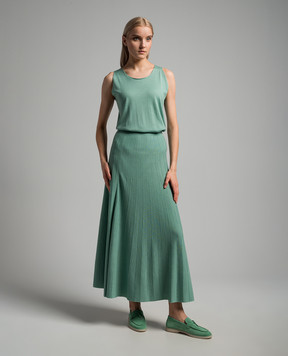 Babe Pay Pls Green wool pleated top and skirt suit MD9792318465R