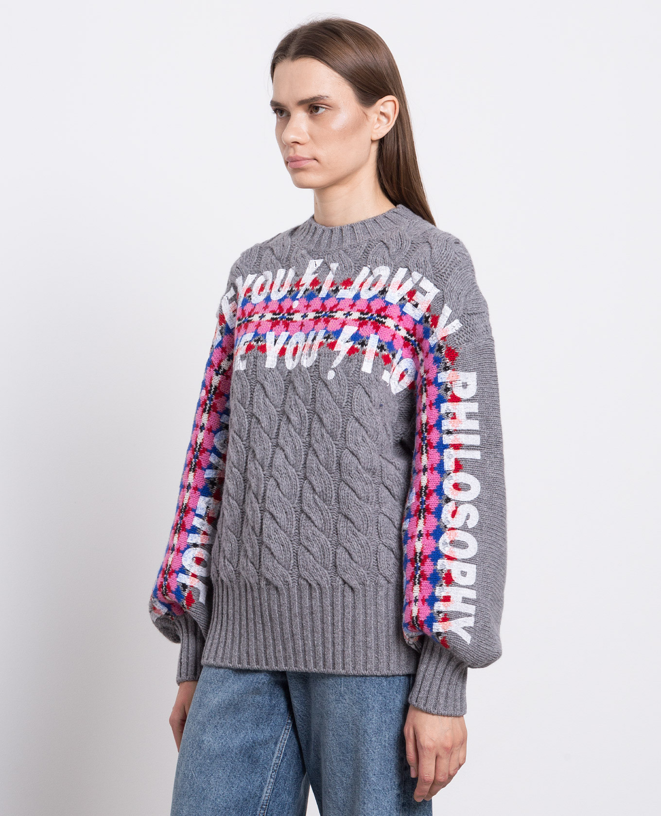 I Love You gray wool sweater Philosophy di Lorenzo Serafini 3