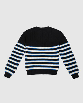 Balmain Children's black striped wool sweater BT9P50W0117410