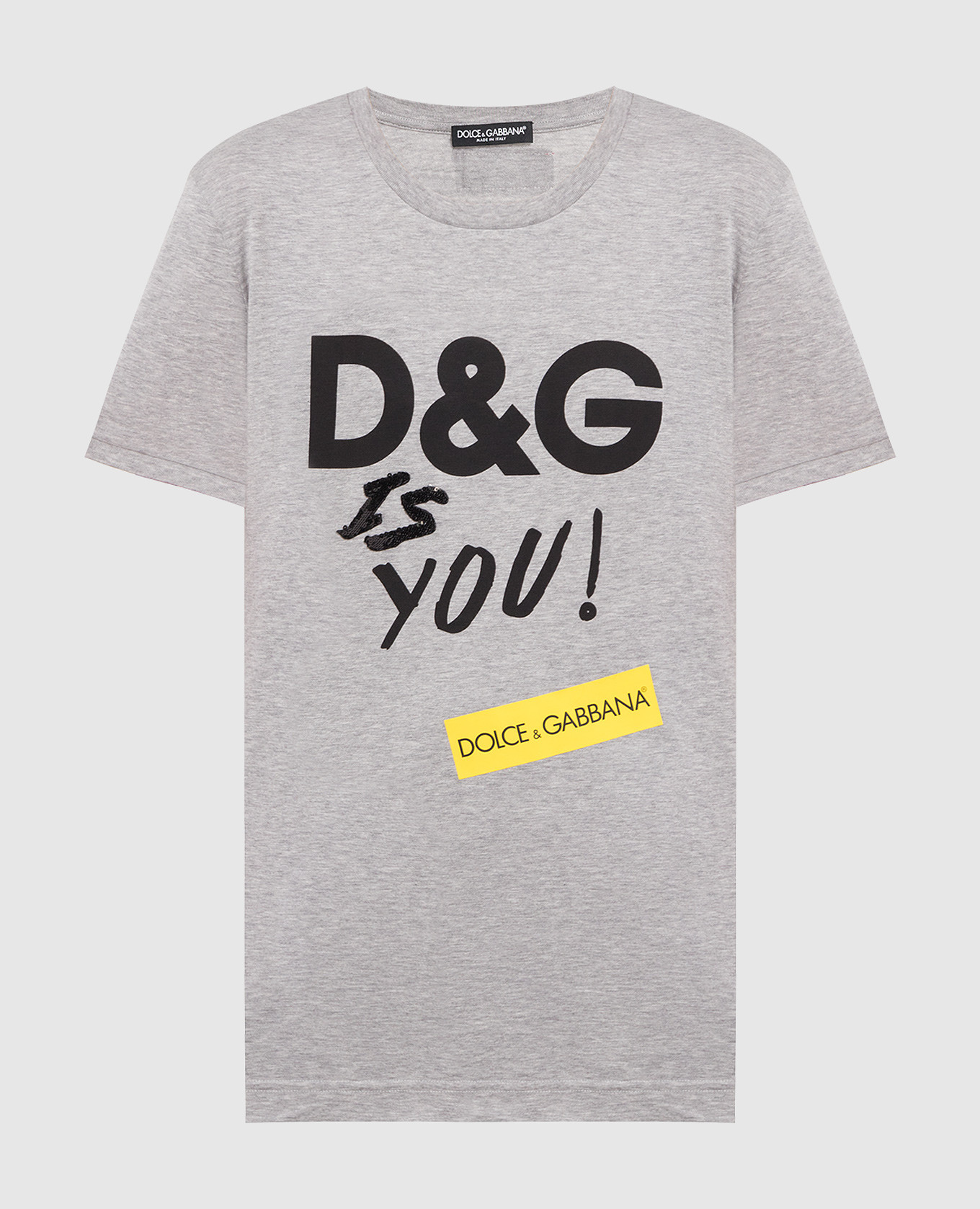 Gray t-shirt with logo print dolce&gabbana