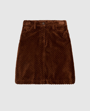 Dolce&Gabbana Kids brown corduroy skirt with logo patch L54I76FUWEU