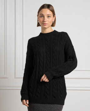 Solotre Black sweater made of wool and cashmere in a textured pattern M3R0022