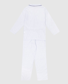 Story Loris Children's white striped pajamas with airplane embroidery 36292810