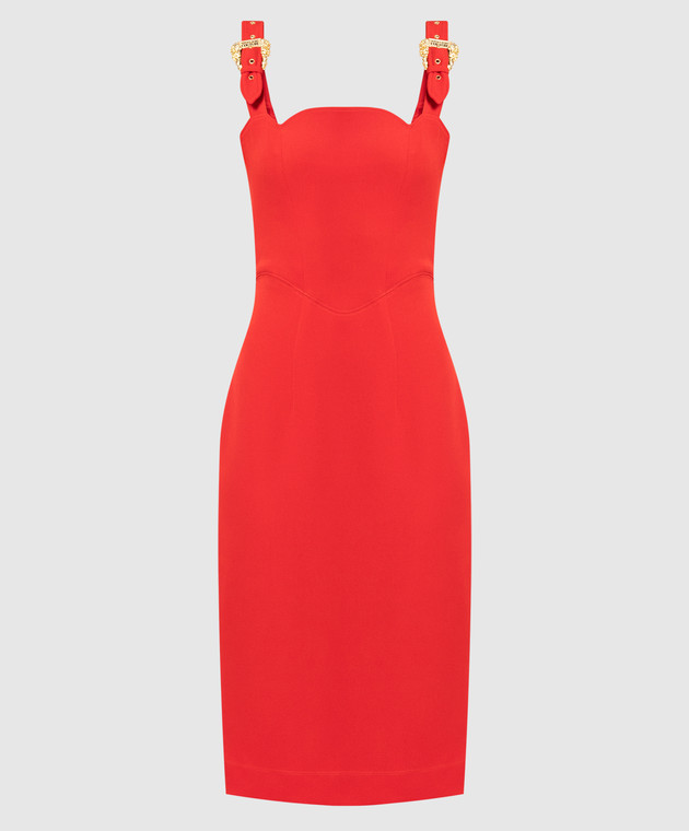 Versace Jeans Couture - Red midi dress with buckles 74HAO935N0103 - shop with European delivery at Symbol Versace Jeans Couture - Red midi dress with buckles 74HAO935N0103 - shop with European delivery at Symbol