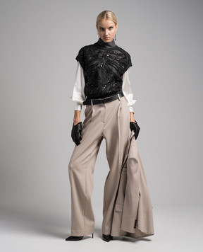 Brunello Cucinelli White silk blouse with monil chain M0C59BF914
