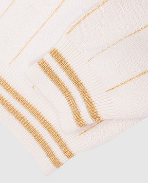 Balmain Children's beige striped sweater with logo BU9P00X0006410