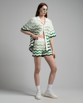 Casablanca White shorts with a Wave print WPS24KW60201