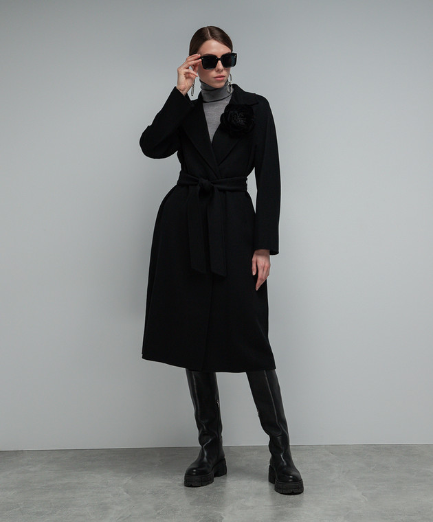 Max Mara - Cles black wool, cashmere and silk coat CLES