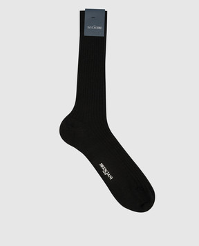 Bresciani Black cashmere and silk ribbed socks MC016UN0001XX