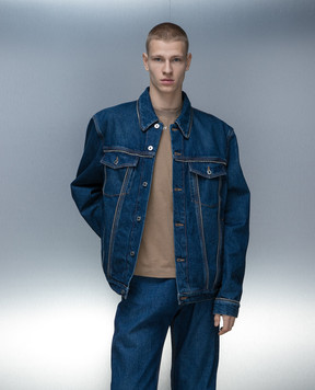 Off-White Blue denim jacket with a distressed effect OMYE092C99DEN002