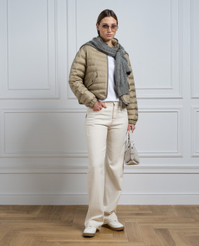 Brunello Cucinelli White t-shirt with monil chain made of ekolatuny M0T81EL330