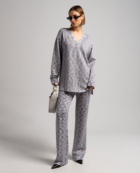 Missoni White striped pants with sequins DS23WI1PBK030L