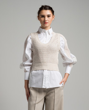 Brunello Cucinelli Beige linen vest with sequins MDV796800