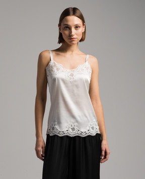 Dolce&Gabbana White silk top with lace O7A00TONO13