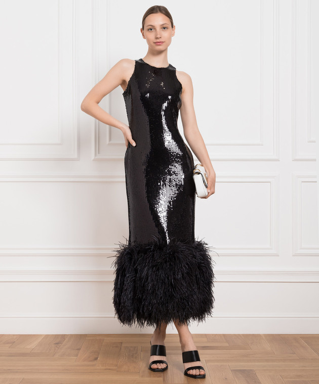 David Koma - Black dress with sequins and ostrich feathers SS23DK53D - shop with European delivery at Symbol David Koma - Black dress with sequins and ostrich feathers SS23DK53D - shop with European delivery at Symbol