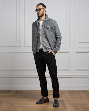 Brunello Cucinelli Gray striped wool jacket MB4096907