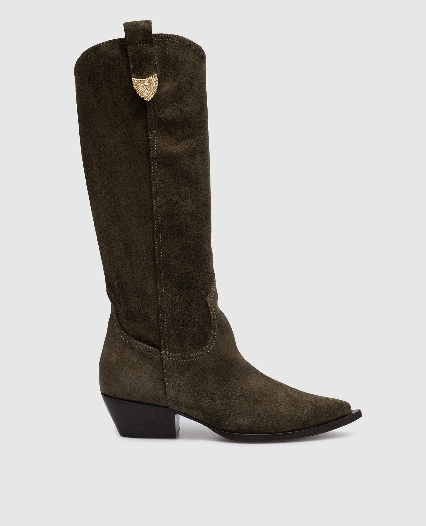Dallas khaki suede boots with metallic details Babe Pay Pls