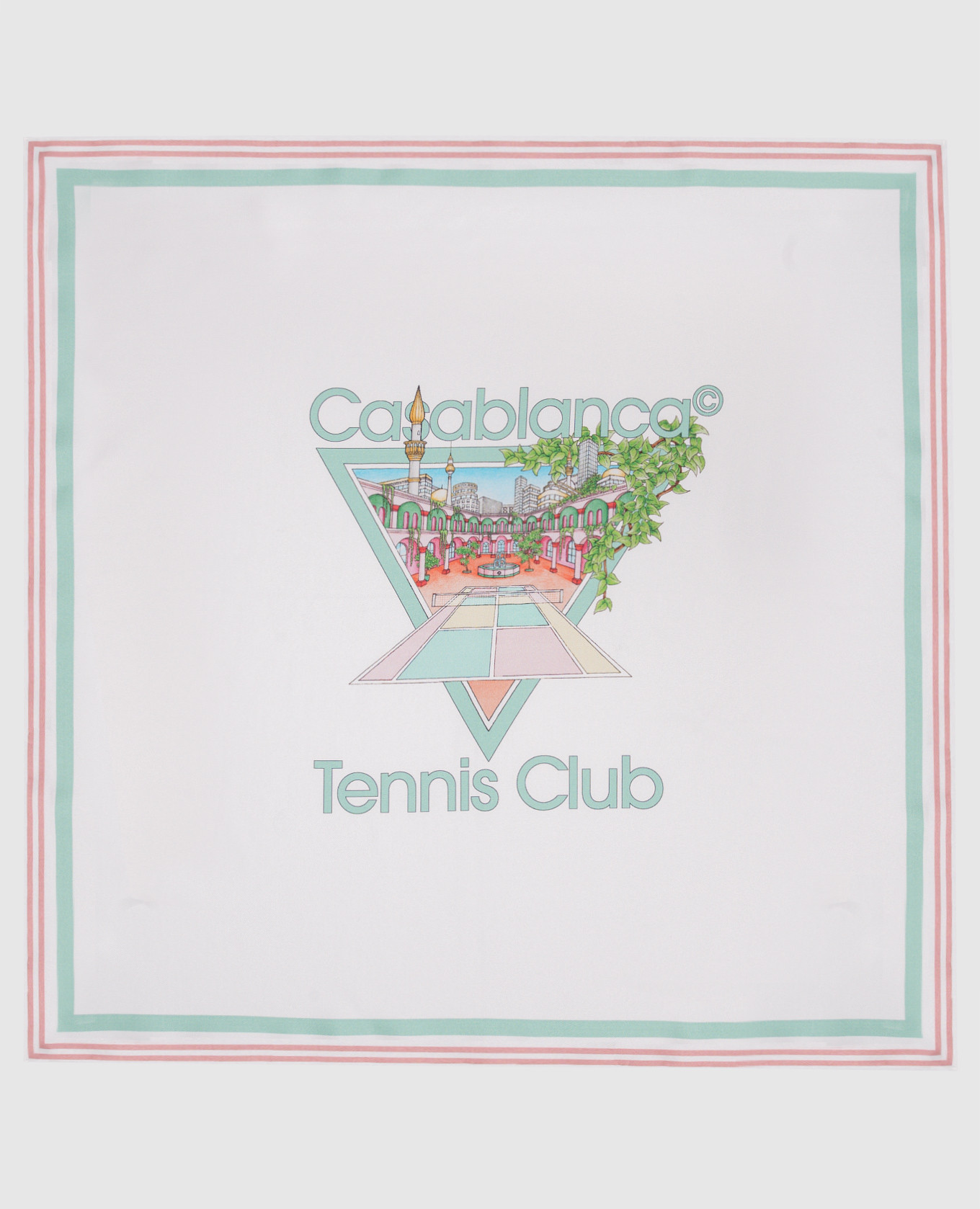 

Tennis Club Icon silk scarf Casablanca, White