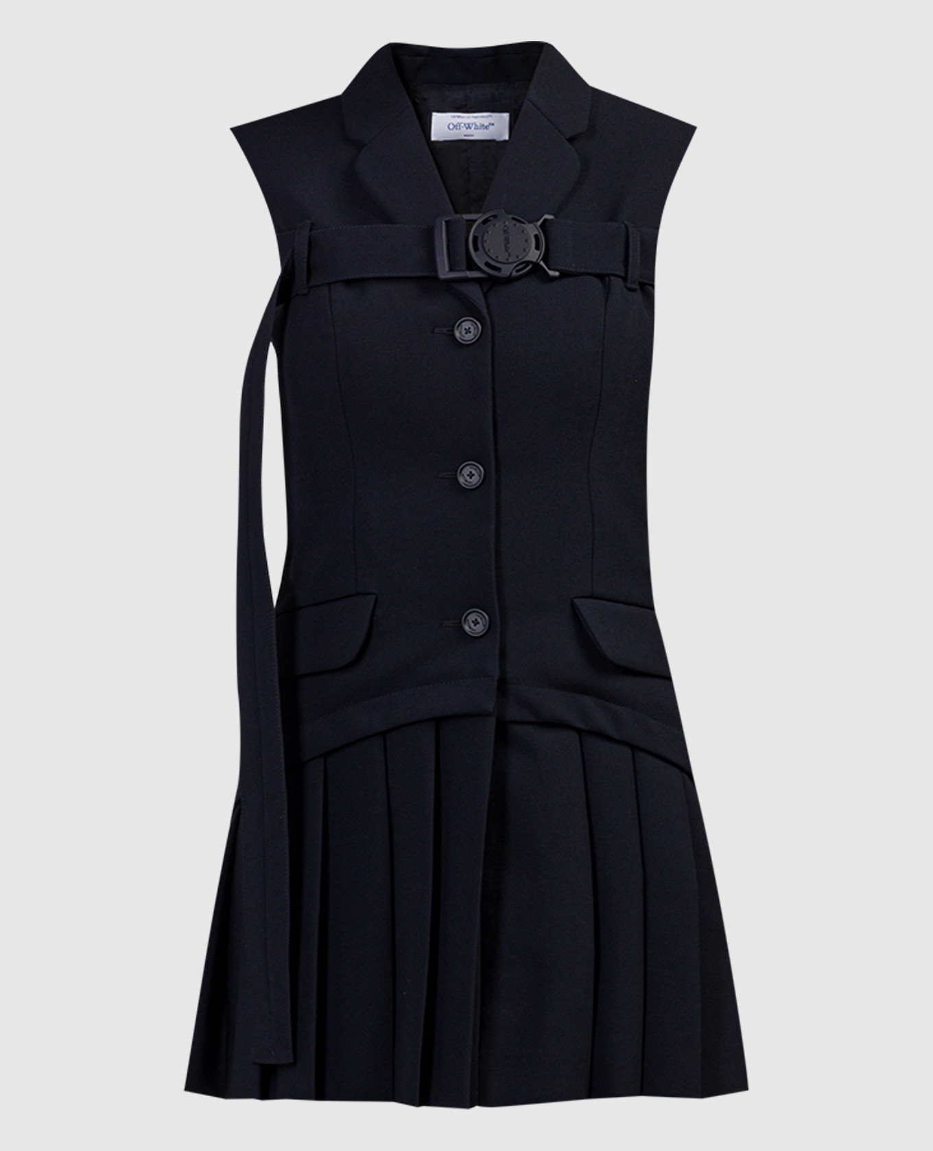 

Blue Dry Wo Pleated Wool Dress Off-White