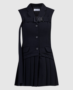 Off-White Blue Dry Wo Pleated Wool Dress OWDB494F23FAB001