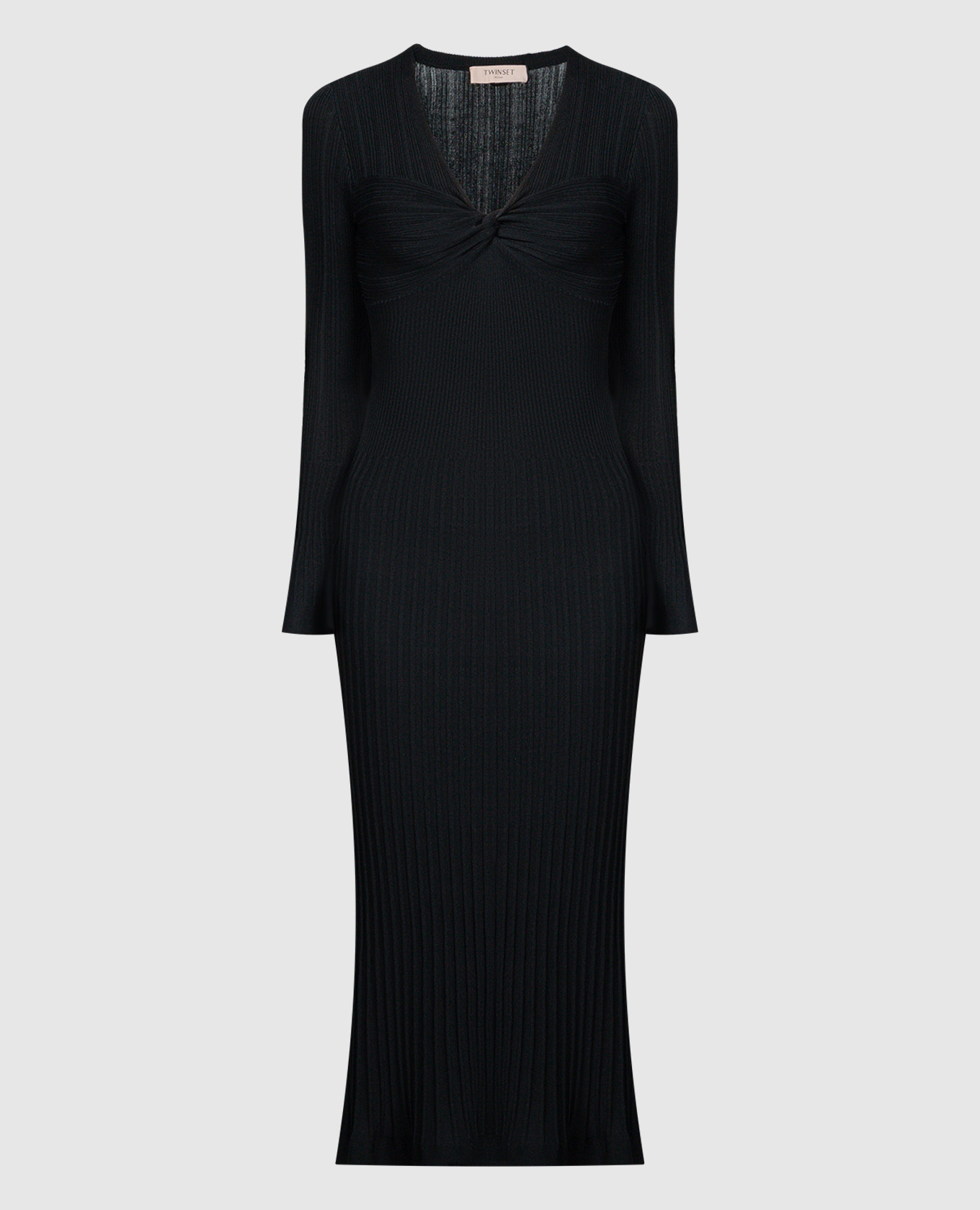 

Black ribbed midi dress with logo Twinset