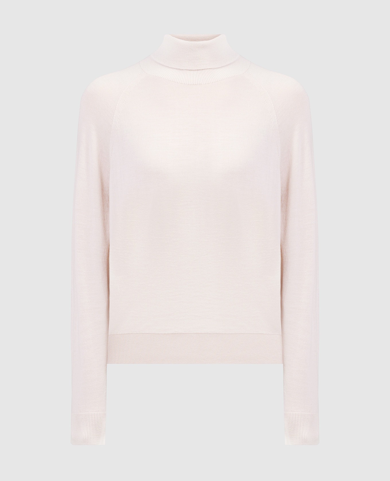 

Beige wool turtleneck with monil chain Peserico