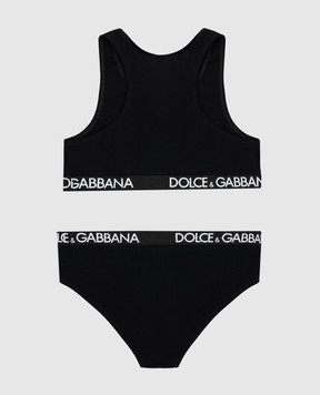Dolce&Gabbana Children's black top and panties set L5J713FUGNE