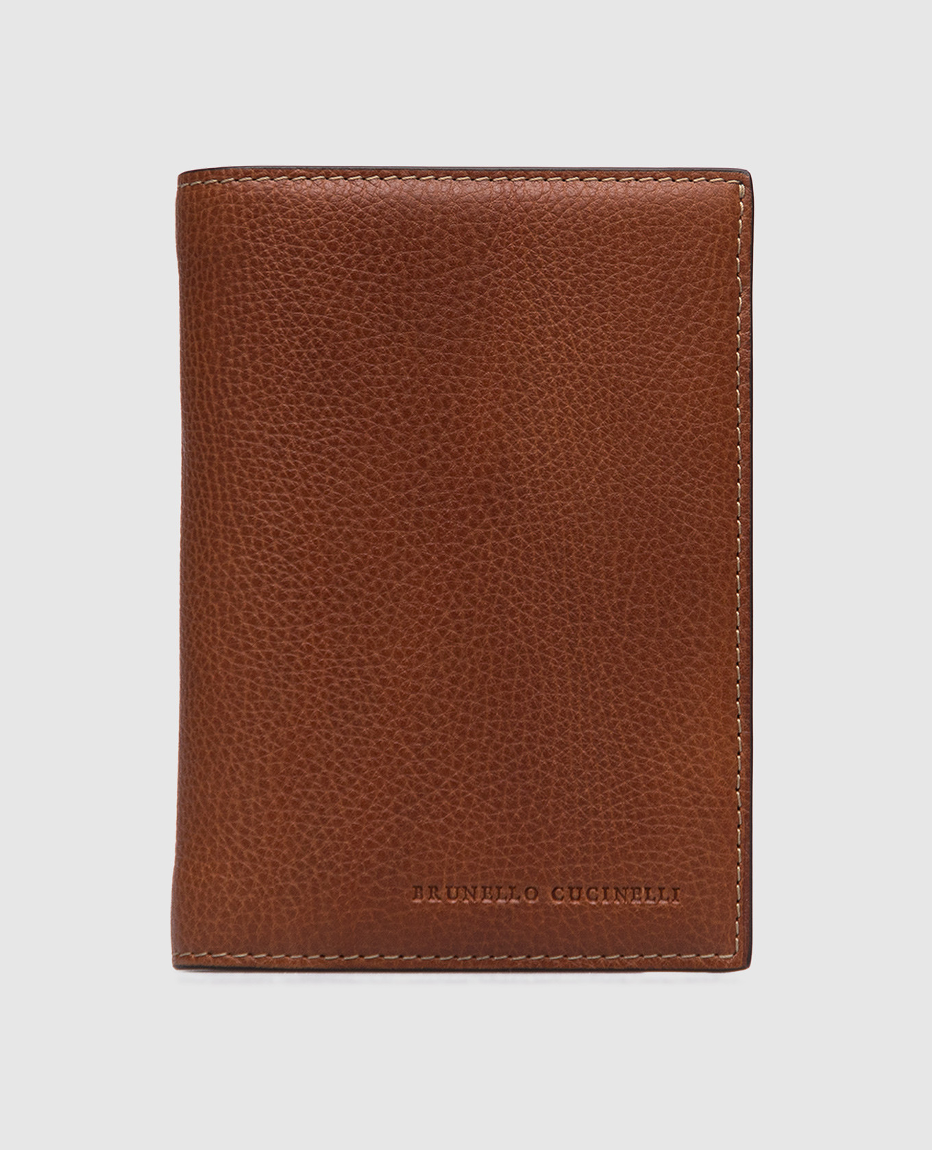 

Brown leather passport cover with compartments Brunello Cucinelli