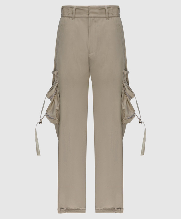 Off-White - Beige cargo pants with monogram logo embroidery 