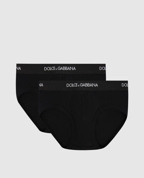 Dolce&Gabbana Children's set of black briefs with logo L4J700G7OCT