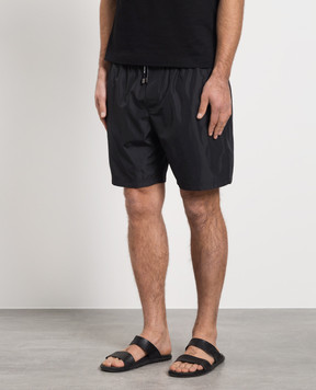 Dolce&Gabbana Black swim shorts with metallic DG logo M4E27TFUSFW