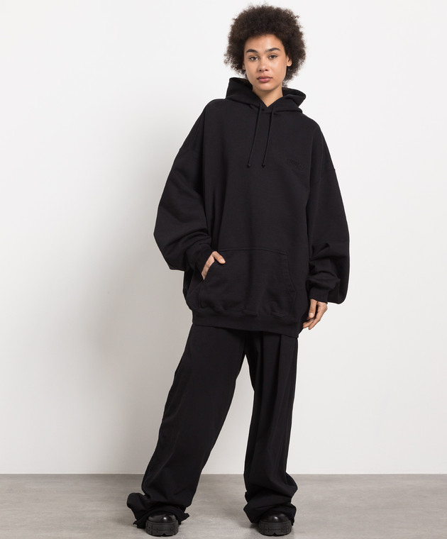 Vetements - Black hoodie with logo embroidery UE54HD120B - shop 