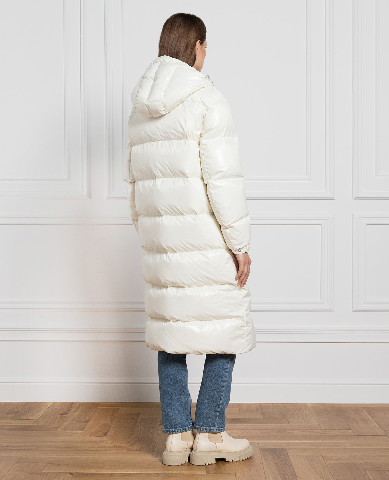 

White down jacket with monogram made of crystals Ermanno Scervino