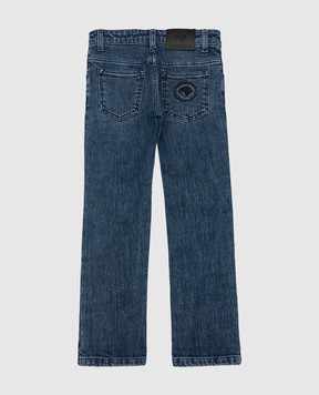 Stefano Ricci Children's blue jeans with logo embroidery YFT7404040K16B
