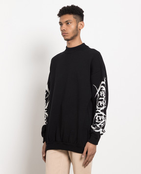 Vetements Black wool sweater with logo pattern UE54KN160B
