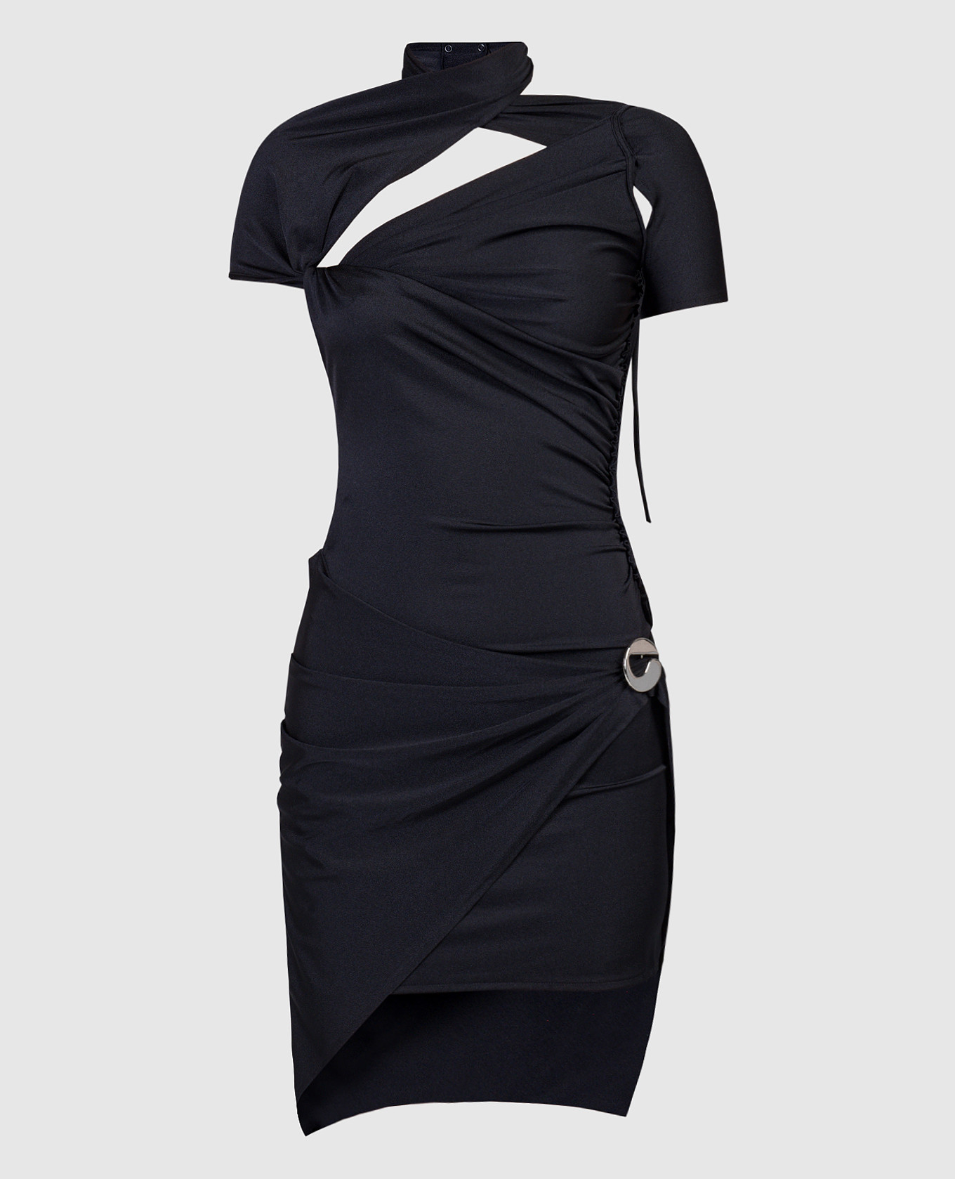 

Black mini dress with metallic logo patch Coperni