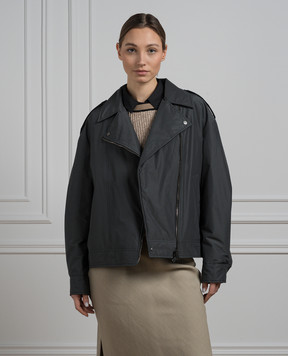 Brunello Cucinelli Gray jacket in the style of a cowhide with a monil chain MB5742764