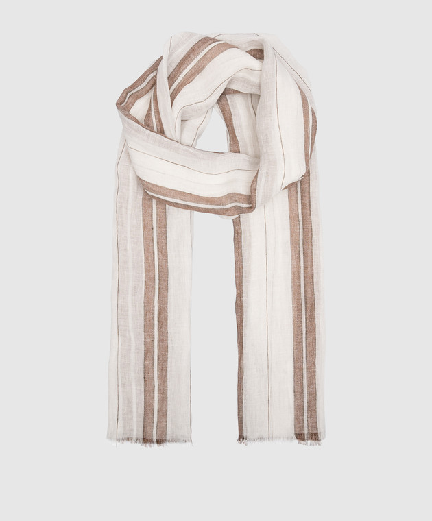 Brunello Cucinelli - White striped linen scarf MSCDAGL55