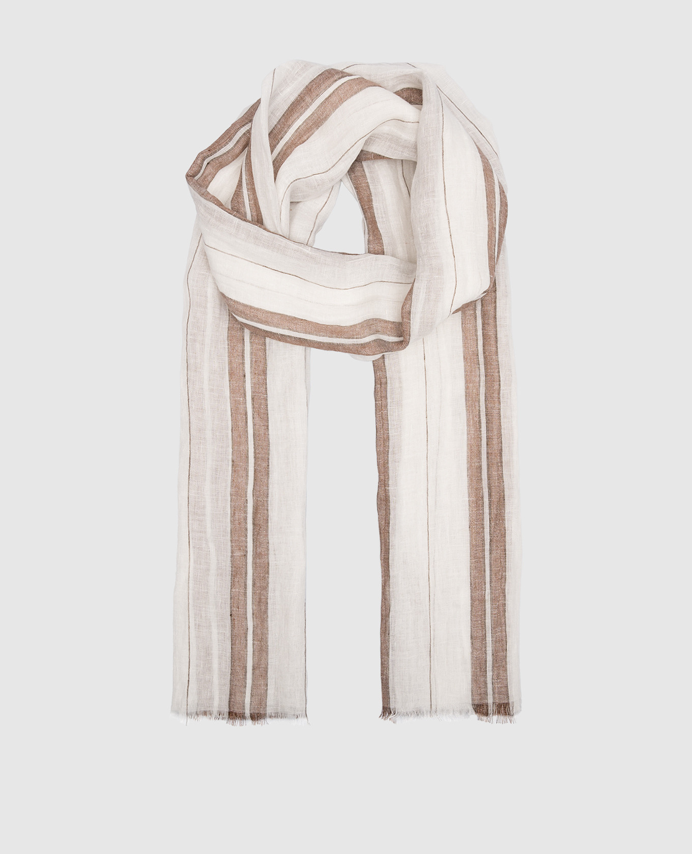Brunello Cucinelli - White striped linen scarf MSCDAGL55