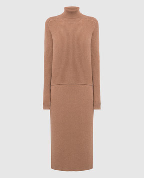 Babe Pay Pls Brown cashmere sweater and skirt suit MD9751312341MI