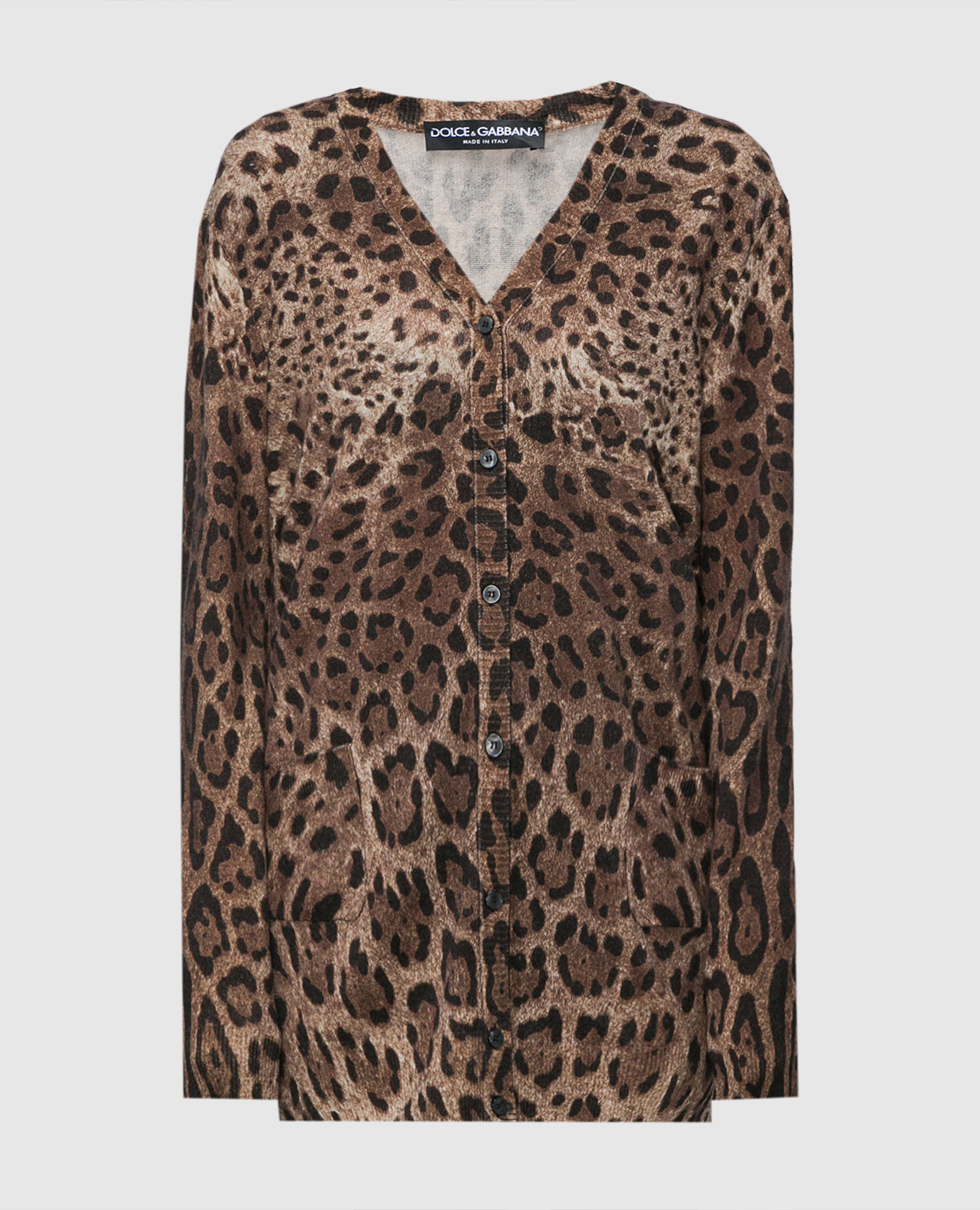 Brown animal print cashmere cardigan dolce&gabbana