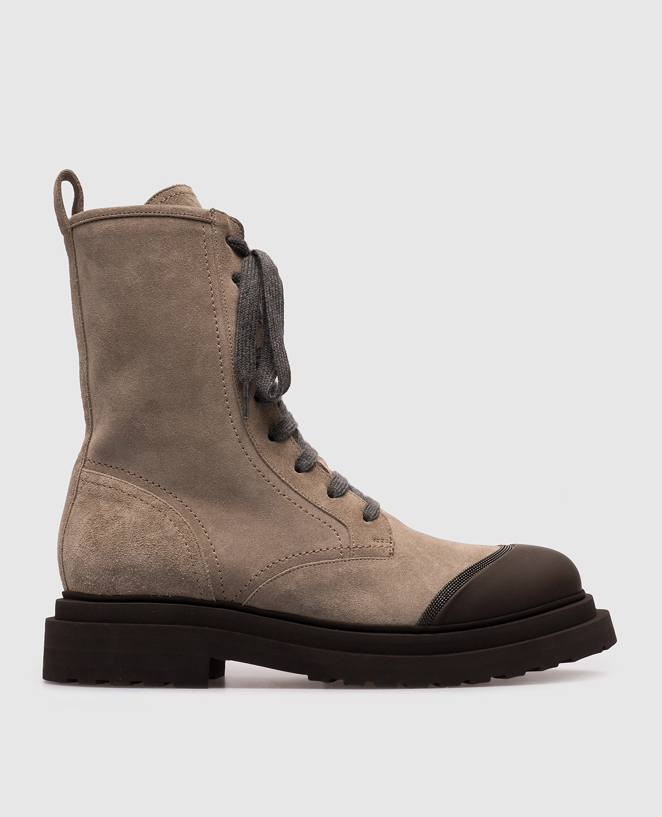 

Beige suede boots with monil chain Brunello Cucinelli