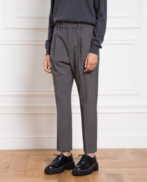 Brunello Cucinelli Gray pants with monil chain MPW07P7811