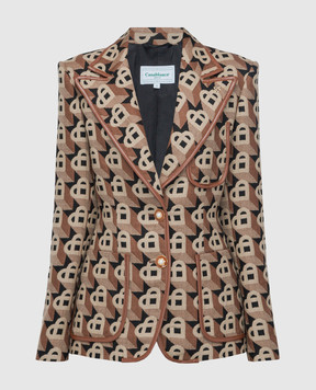 Casablanca Brown heart jacquard wool jacket WF23JK25101
